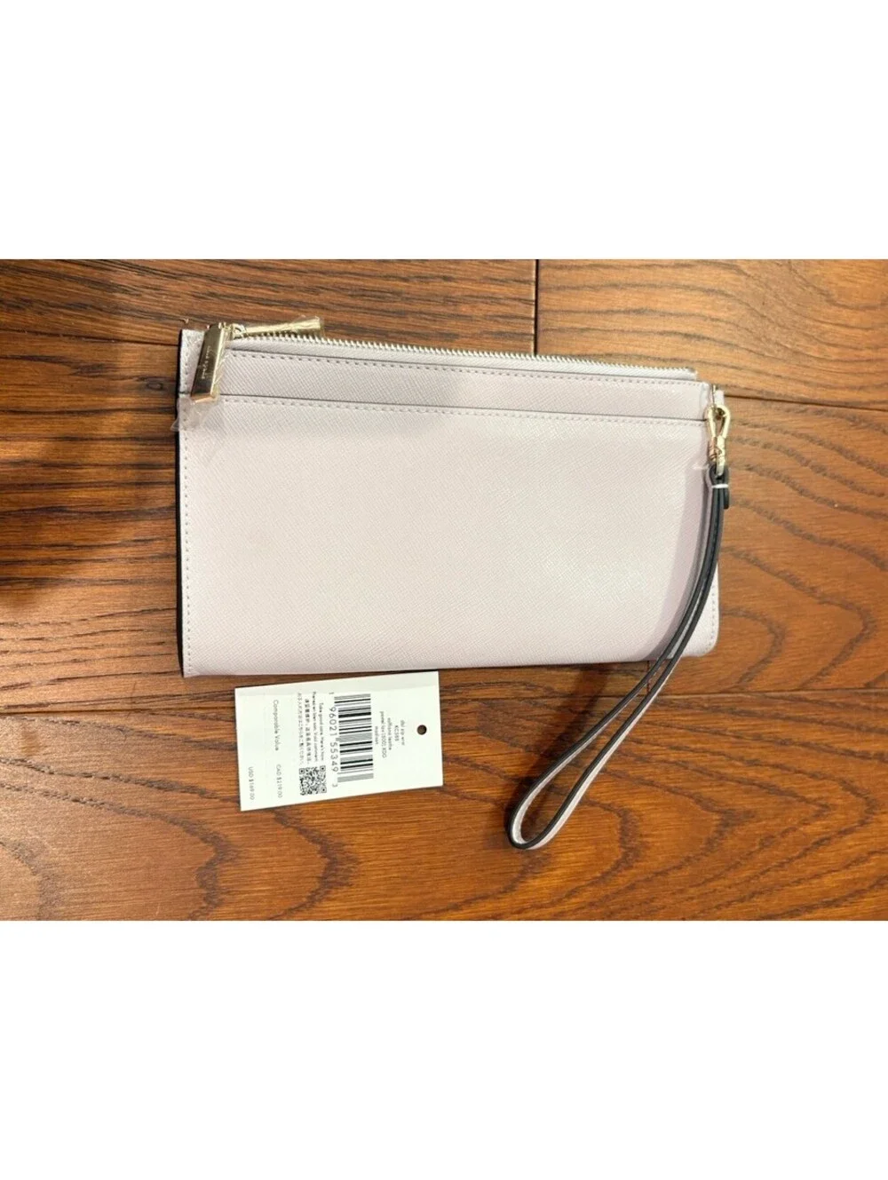 Kate Spade Madison Saffiano Double Zip Wristlet Polished Pastel Lavender NWT
